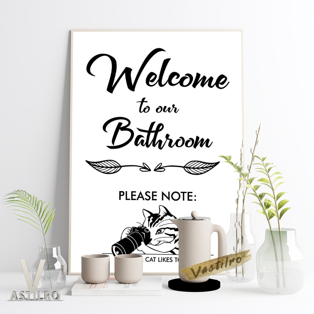 Bathroom Funny Sign Poster Toilet Modern Minimalist Warning Slogan Art