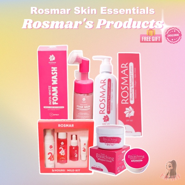 Rosmar Skin Essentials Lotion, Mild Kit, Whipped Scrub, Facial Foam