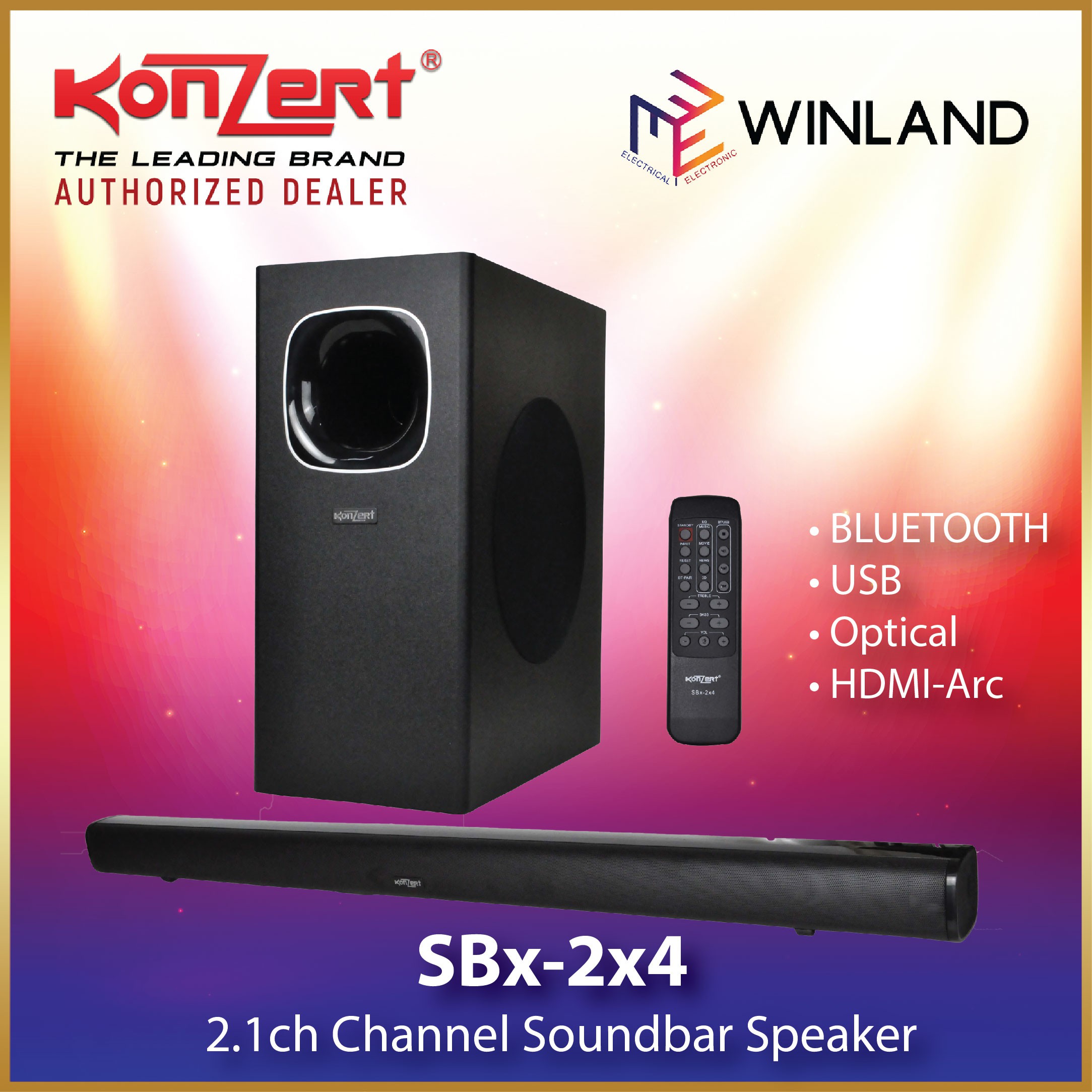 Konzert Original 2.1CH Soundbar Speaker System with Bluetooth, Optical