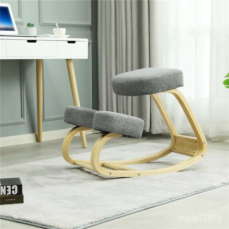 Durable Ergonomic Kneeling Chair Rocking Balancing Wood Kneel Stool