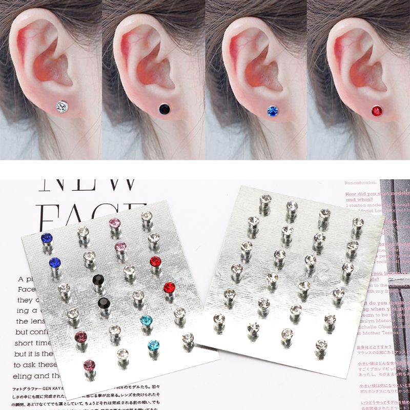 INF 12 Pairs Crystal Rhinestone Non Piercing Earrings Shopee