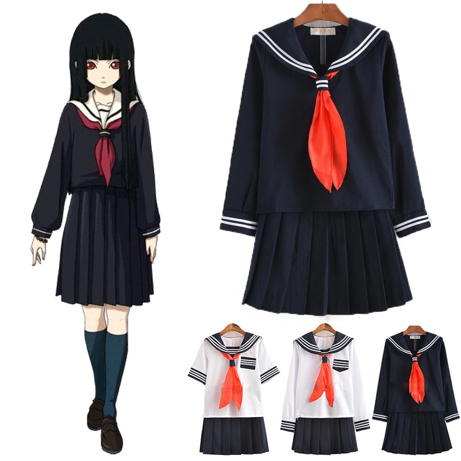 [Ready Stock] Jigoku Shoujo Enma Ai JK Uniform Japanese Anime School Uniforms Girls Sailor Sets