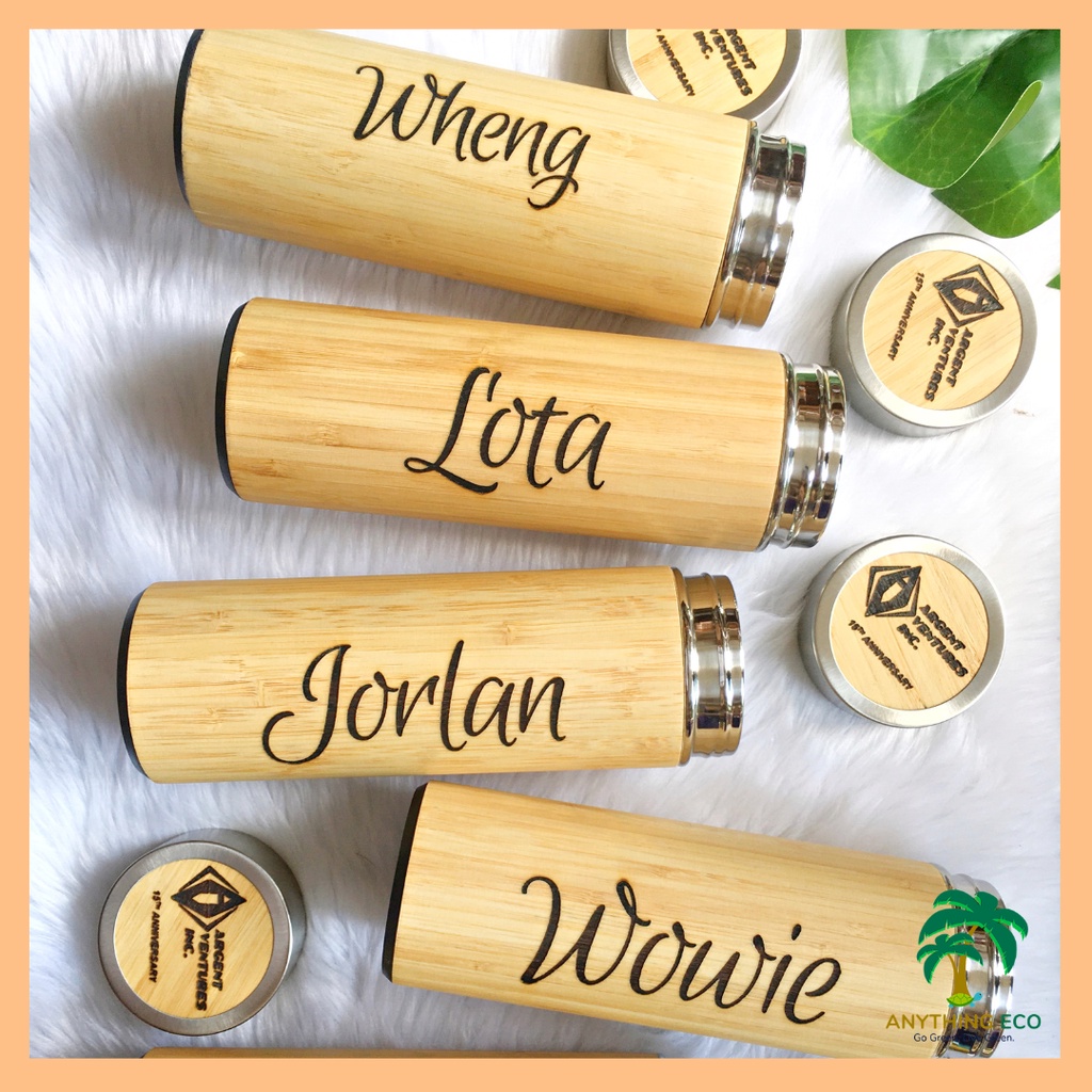 (FREE Laser Engraved) Personalized 550ml Bamboo Tumbler Stainless Steel