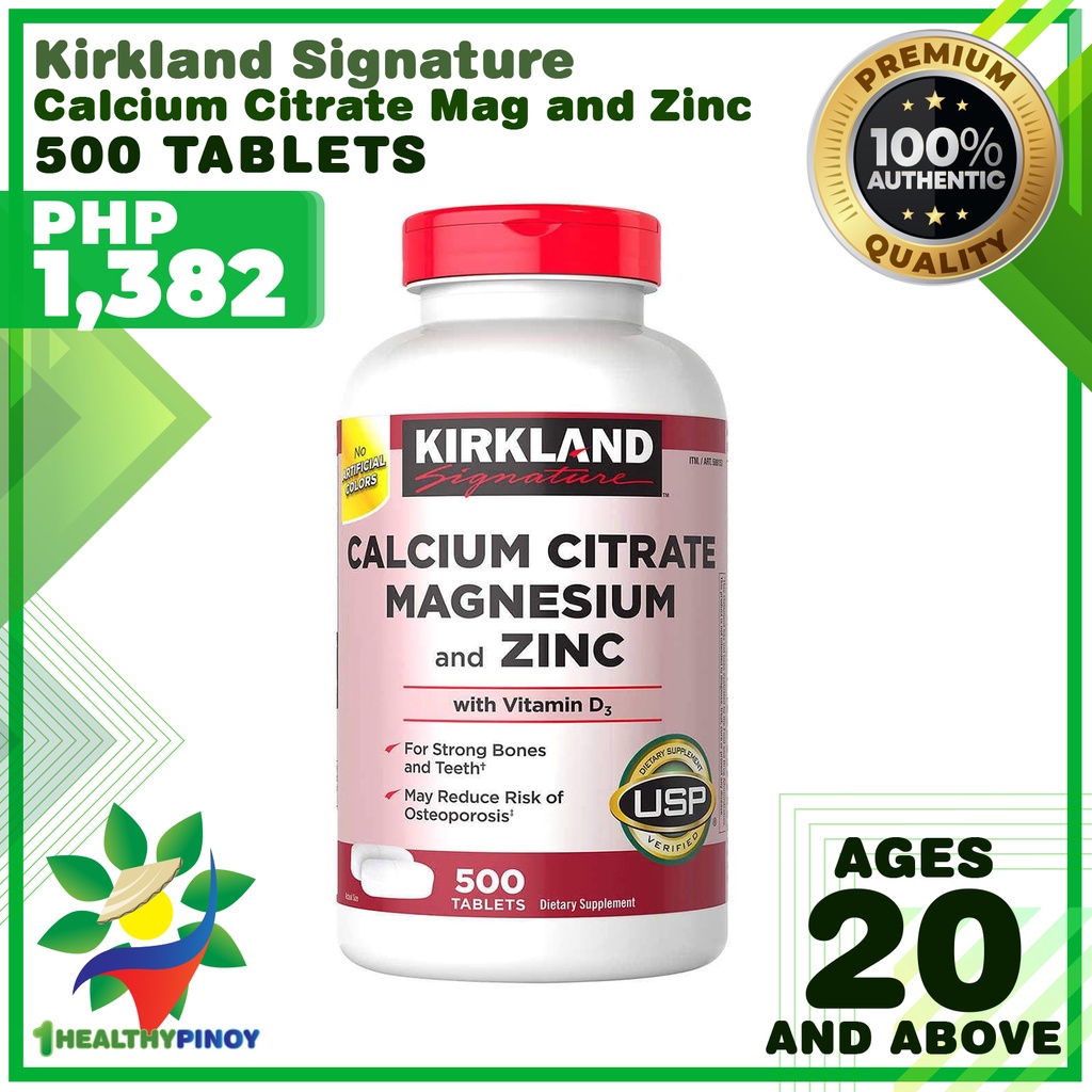 1HealthyPinoy Kirkland Signature Calcium Citrate Magnesium and Zinc, 500 Tablets EXPIRY JULY