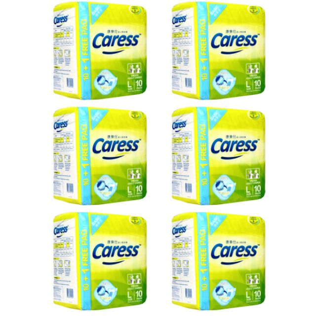 Caress Unisex Adult Diaper Large 10 pads x 6 pack total of (60 pcs