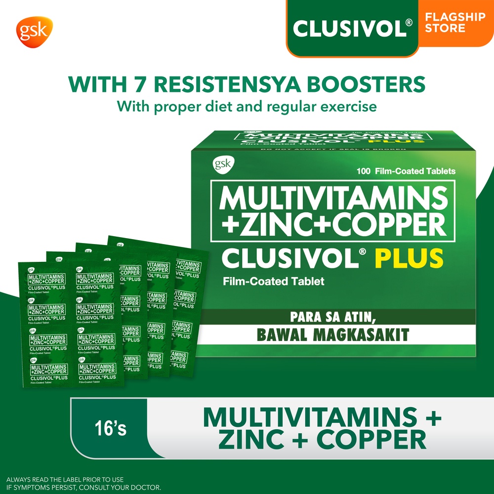 Clusivol Plus Multivitamins + Zinc + Copper 16 Tablets Shopee Philippines