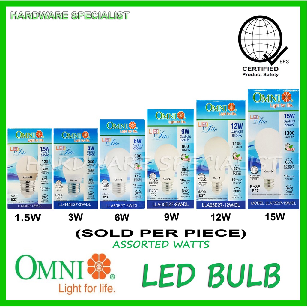 Omni LED Lite Bulb 1.5w, 3w, 6w, 9w, 12w OR 15w Original Authentic