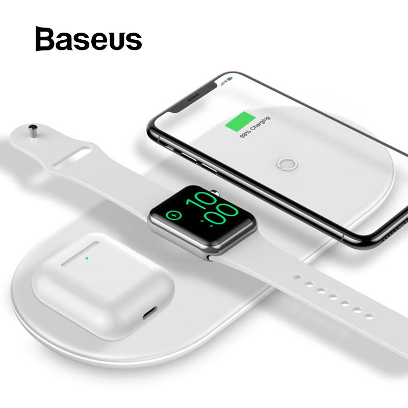 Baseus 3 in 1 Wireless Charger For iPhone Apple Watch 4/3