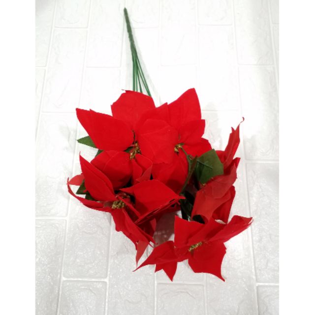 Christmas Artificial Silk Poinsettias Flowers. Shopee Philippines