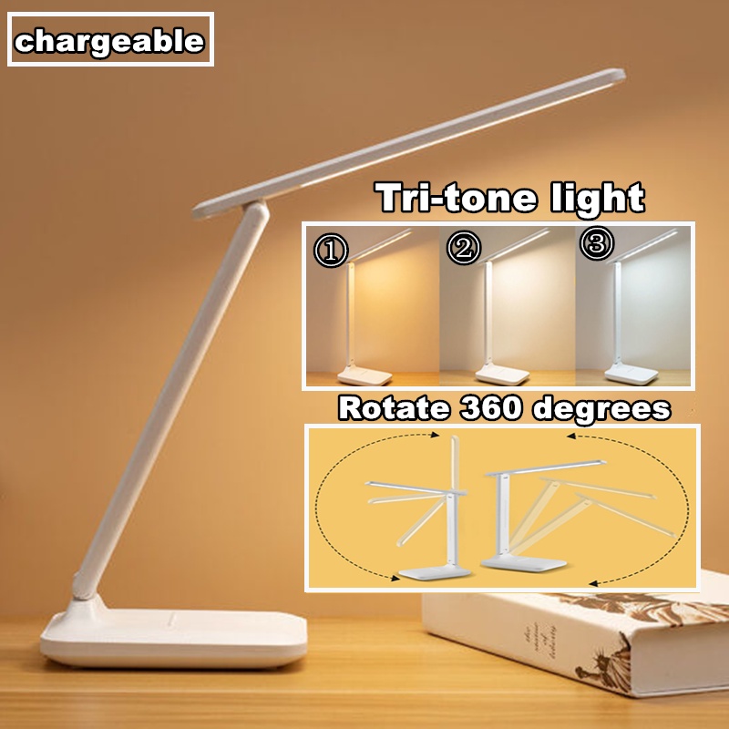 LED Table Lamp USB Study Lamp Stepless Dimming Desk Lamp Rechargeable