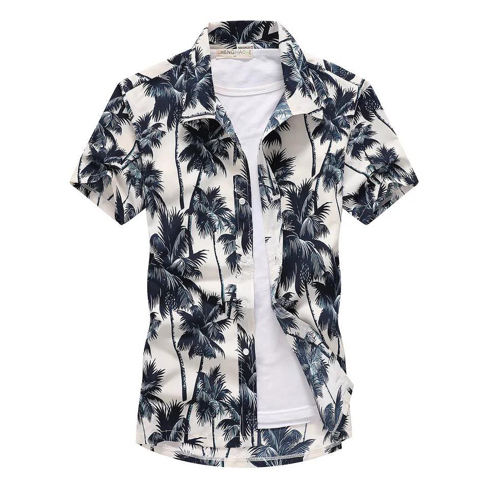 (VMen) men's summer floral polo shirts hawaiian style shirts for men