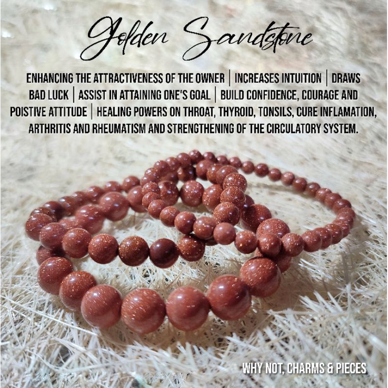 Gold Sandstone Bracelet Natural Stone, Healing Crystals, Healing