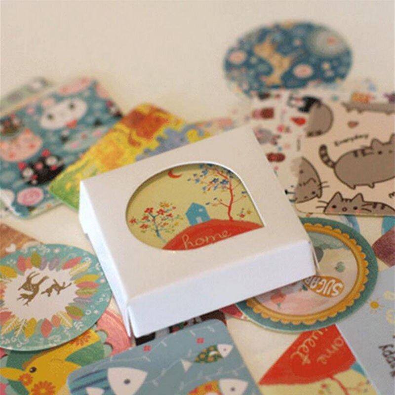 38pcs/Box Cartoon Animal Pattern Boxed Stickers Cute Kawaii Scrapbook