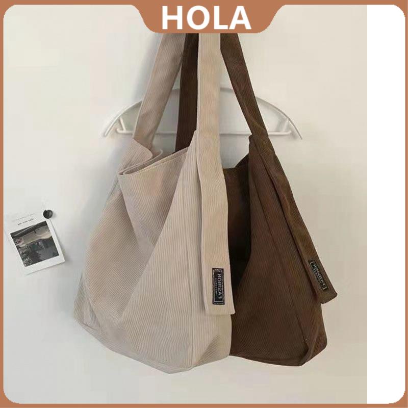 Hola Corduroy Korean New Fashion Canvas Tote Bag Casual Lady Shoulder