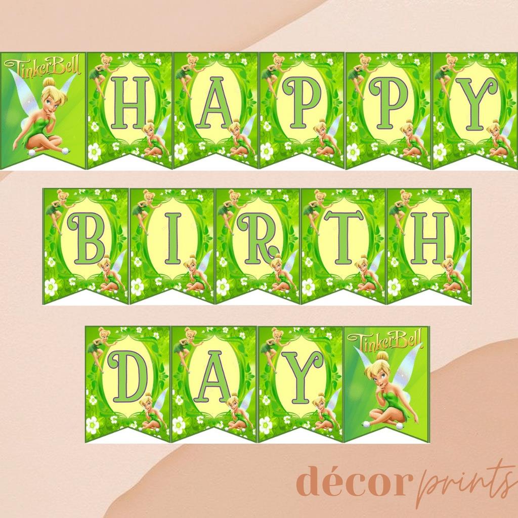 SOLD PER LETTER New Customized Tinkerbell Happy Birthday Banner