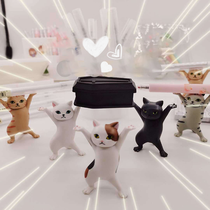 Japanese Qualia Cat Pen Holder Doll Twist Egg Cute Pen Cat Enchanting