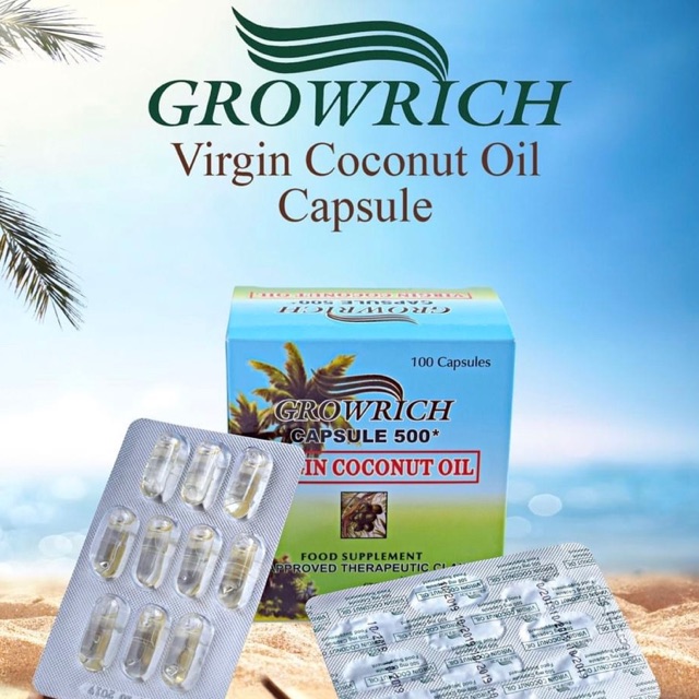 Growrich Virgin Coconut Oil Capsule (1box of 100 capsules) 500mg per