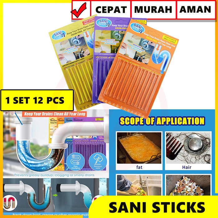 A7mkdf7 Sani Stick Drain Sani Sticks Drain Cleaner Clogged Pipe