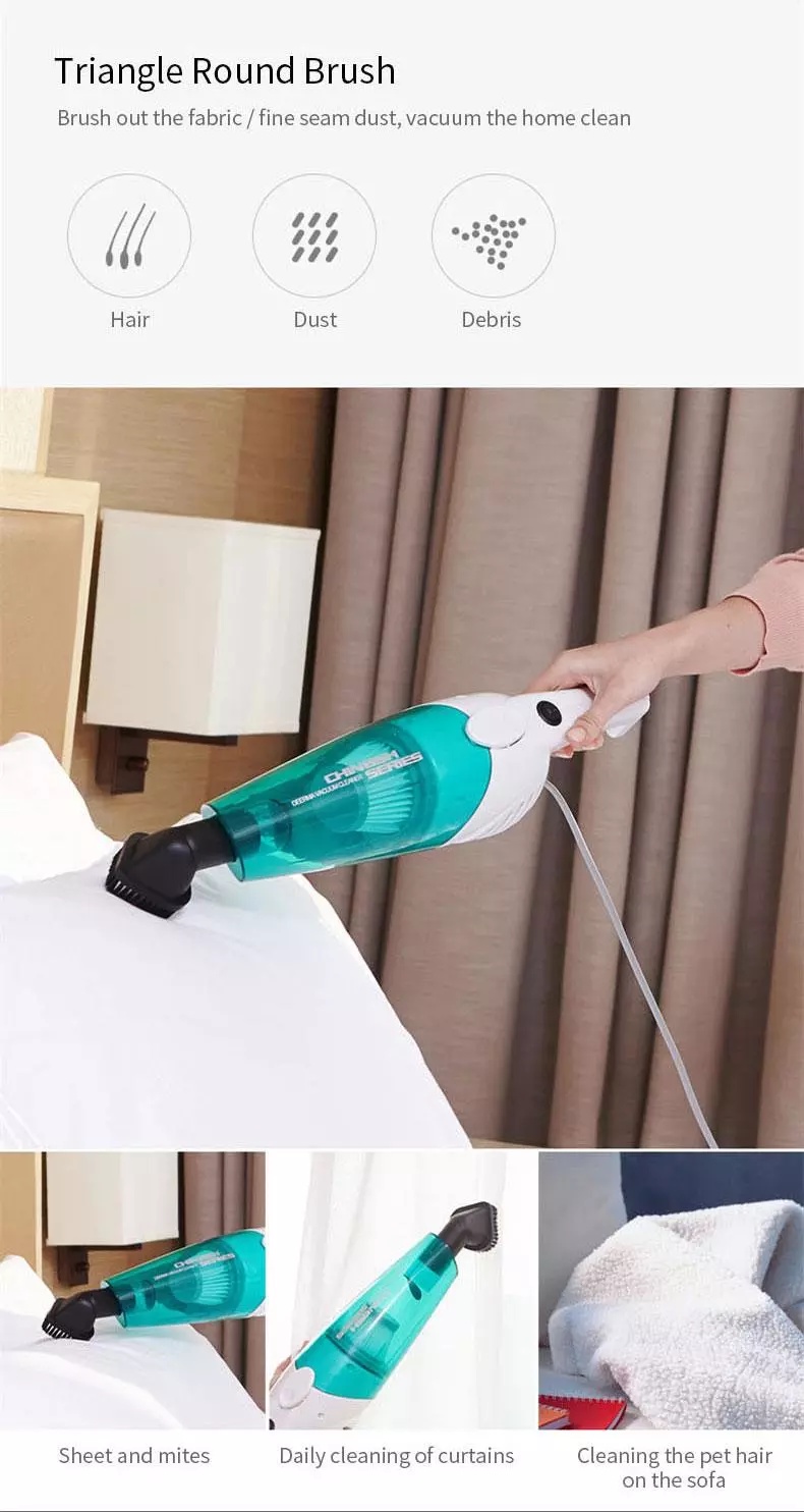 Deerma DX115C/DX118C Household Vacuum Cleaner Mini Handheld Pushrod Cleaner Strong Suction Low