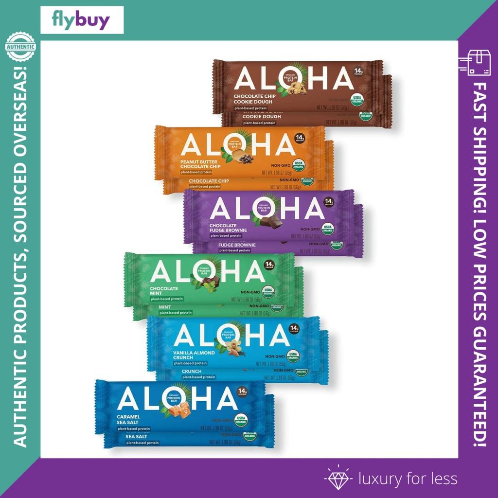 ALOHA Organic Plant Based Protein Bar Vegan, Low Sugar, Gluten Free, Low Carb, Paleo, NonGMO