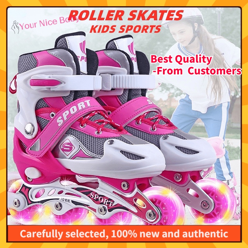 Spot COD roller skates children's outdoor LED flash roller skates four