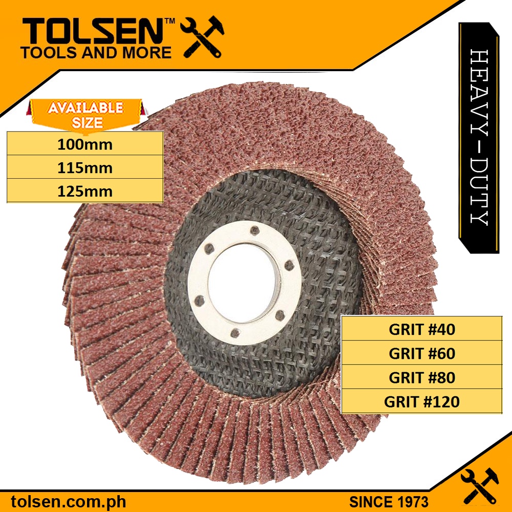 Tolsen Aluminium Oxide Flap Disc (Grit40 120) For Wood and Steel