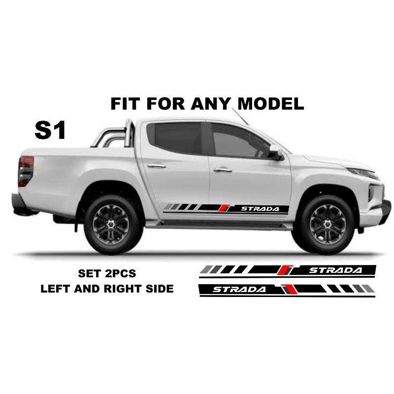 2pcs mitsubishi strada side body decals sticker for any model Shopee