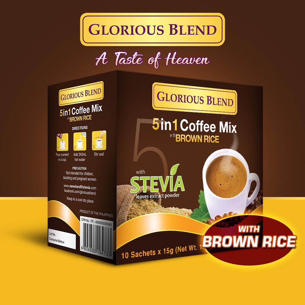 Glorious Blend 5in1 Brown Rice Coffee with Stevia (Diabetic Friendly, No Sugar Added) Shopee