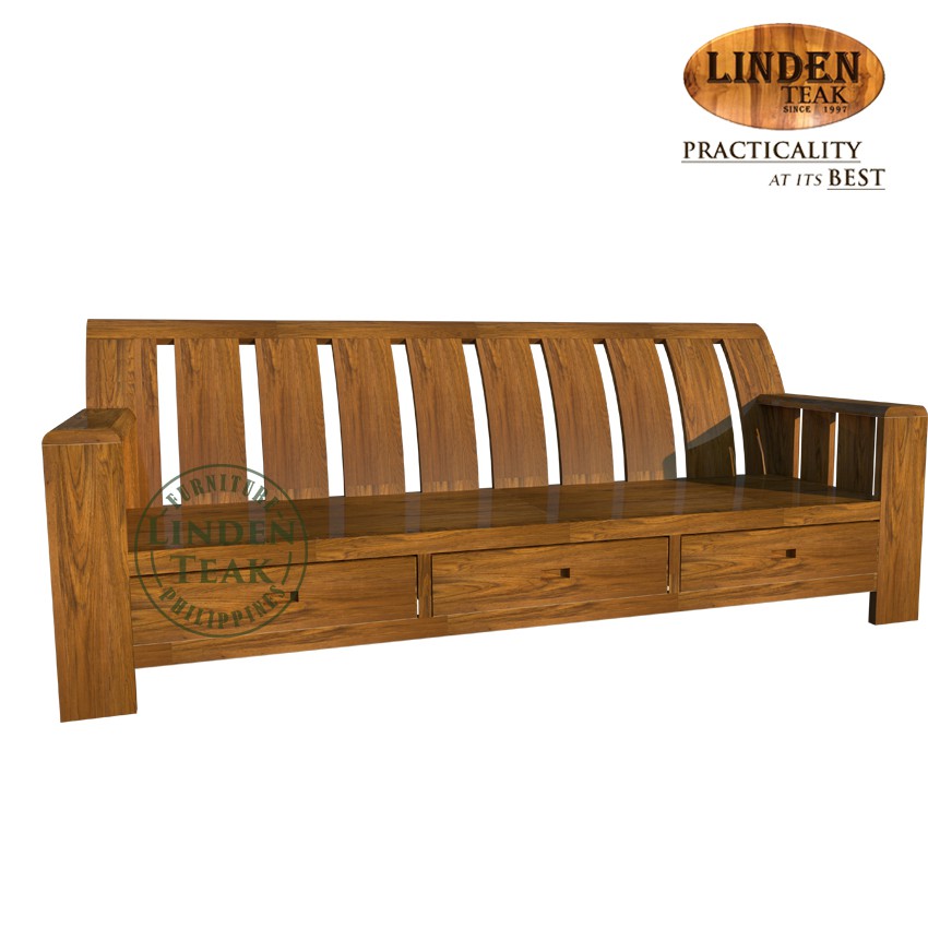 Handcrafted Solid Teak Wood Minimalist 3Seater Sofa Furniture Shopee
