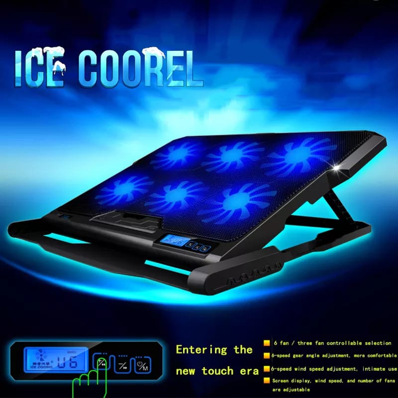 Cooler Laptop Fan 6 Fans Laptop Coolingpad 6 Fans Blue Unitech H9