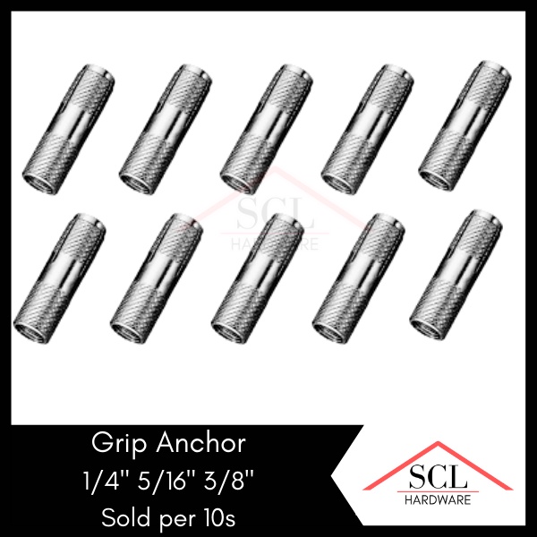 Grip Anchor / Anchor Bolt / Anchor Grip 1/4" 5/16" 3/8" (Sold per 10s