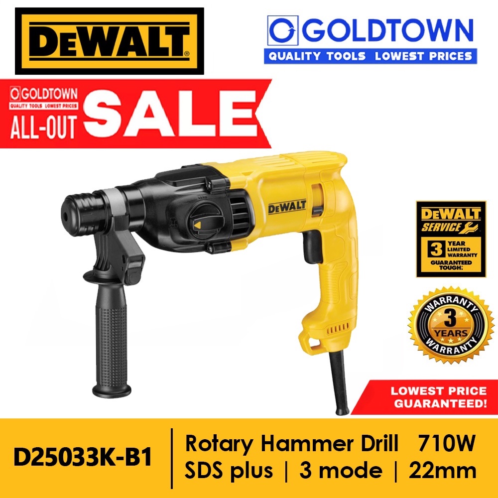 DeWALT Rotary Hammer Drill SDS Plus 3 mode 22mm 710W D25033KB1