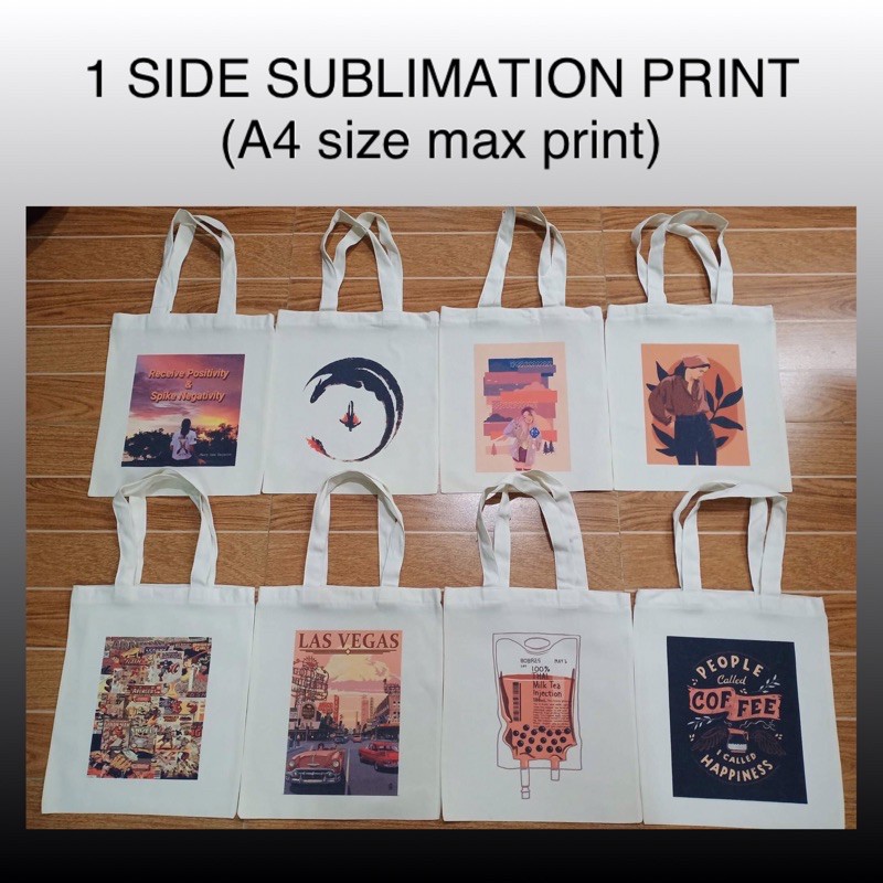 Personalized Canvas Tote Bag w/ 1SIDE PRINT (sublimation print