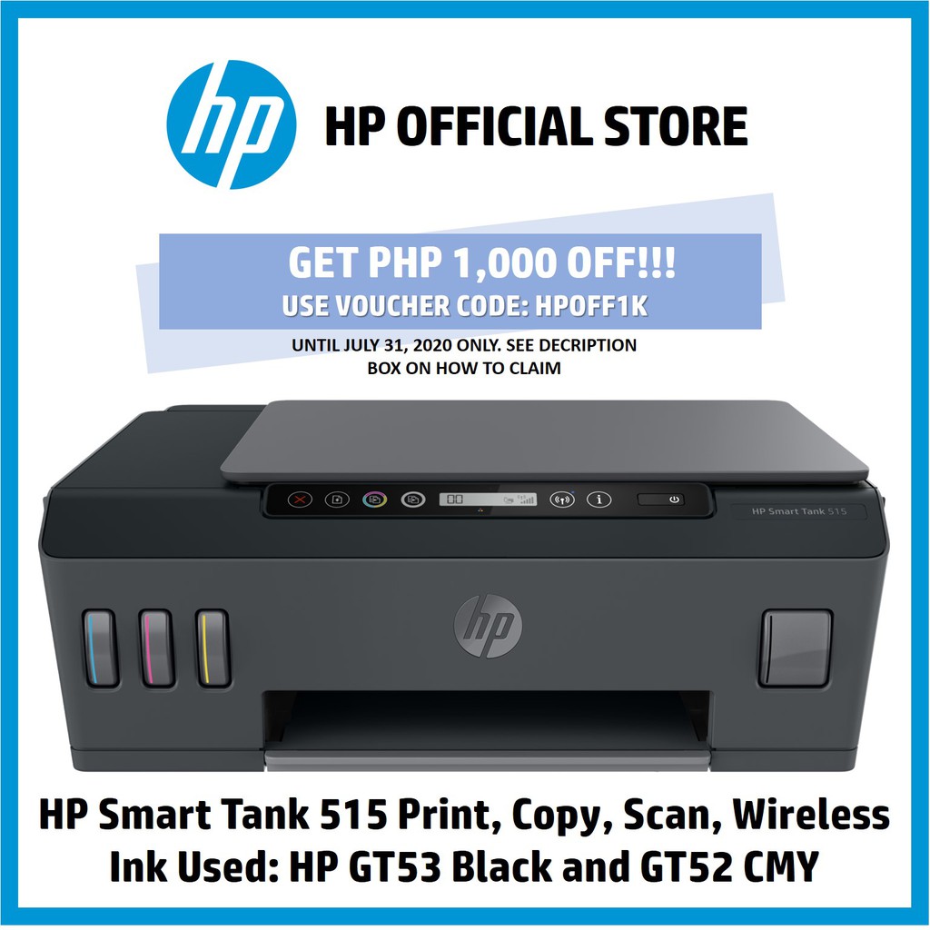 HP Smart Tank 515 AiO Continuous Ink Printer (Basalt) Print, Copy