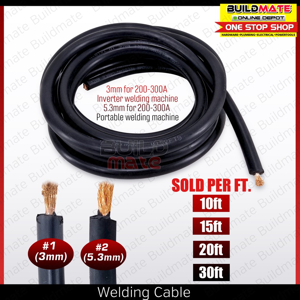 Welding Cable 1 2 100 COPPER 10ft 15ft 20ft 30ft •BUILDMATE