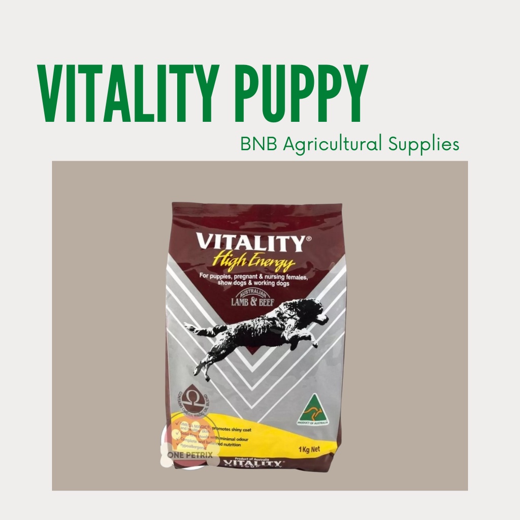 Vitality Dog Food HighEnergy Puppy Adult Value Meal 1kg (repacked