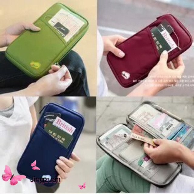 Travel passport credit Id Card cash organizer holder