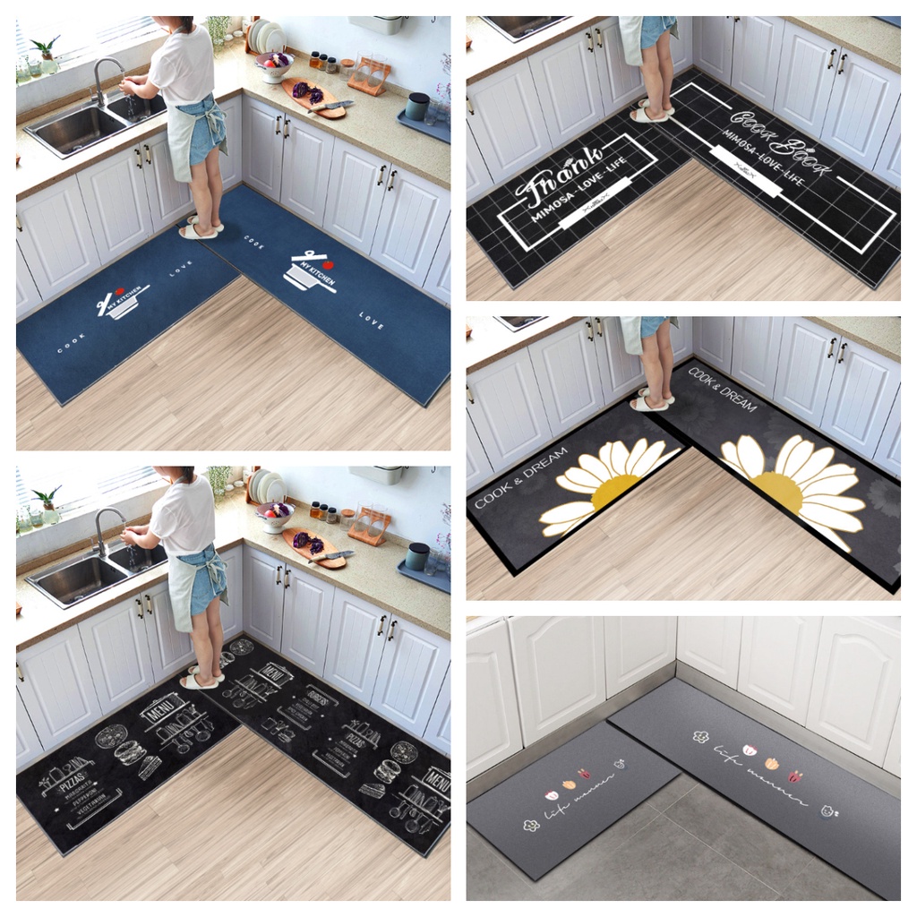 Waterproof longlegged kitchen mats with sizes 40x60 and 40x120cm