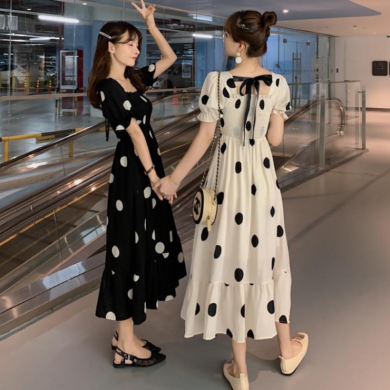 M4XL Plus Size Long Dress Fashion Polka Dot Maxi Dresses