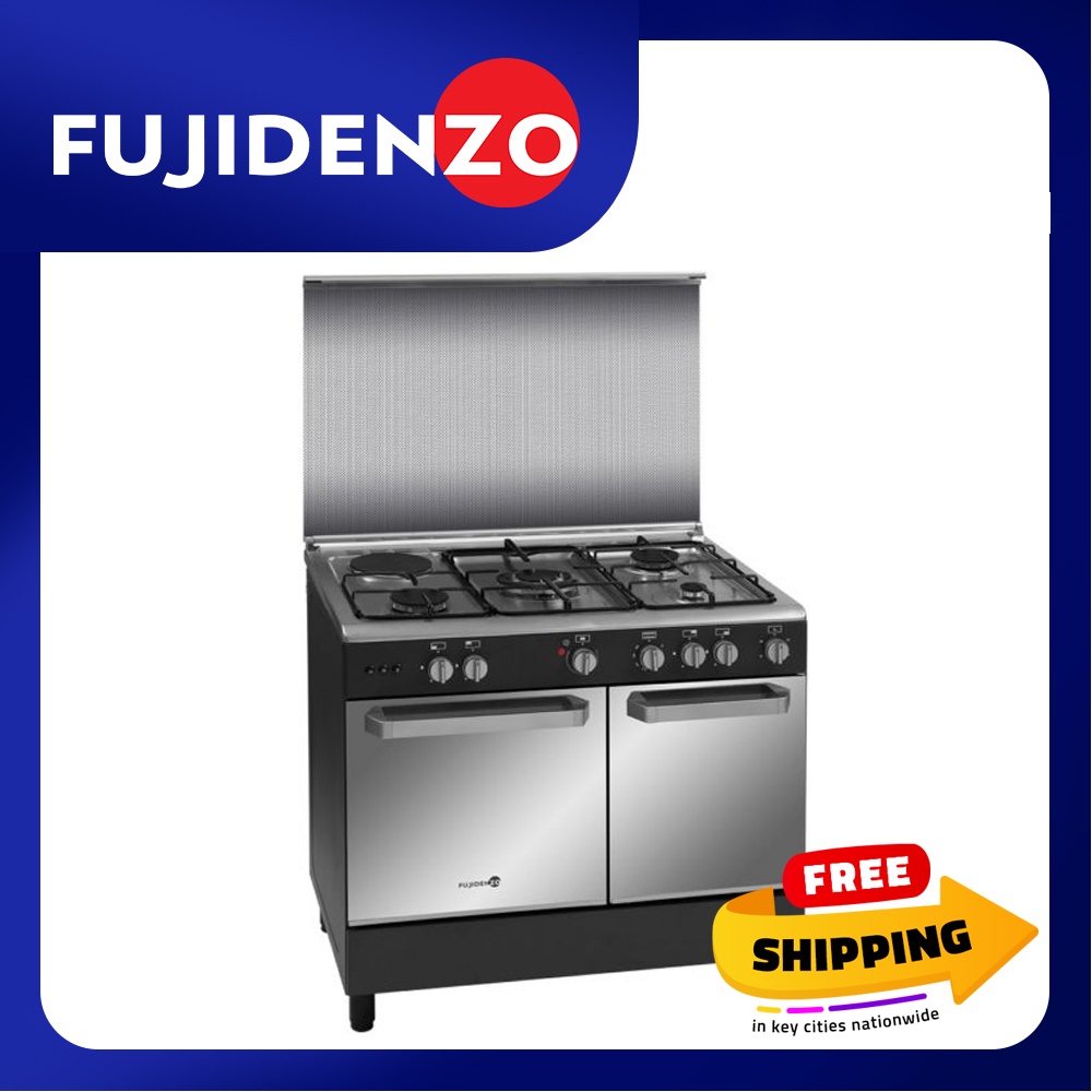 Fujidenzo 90 cm, 4 Gas Burner + 1 Electric Hot Plate Cooking Range