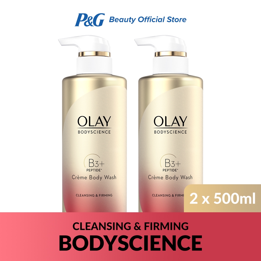 Olay Body Science Body Wash Cleansing and Firming (500mL) Duo Shopee
