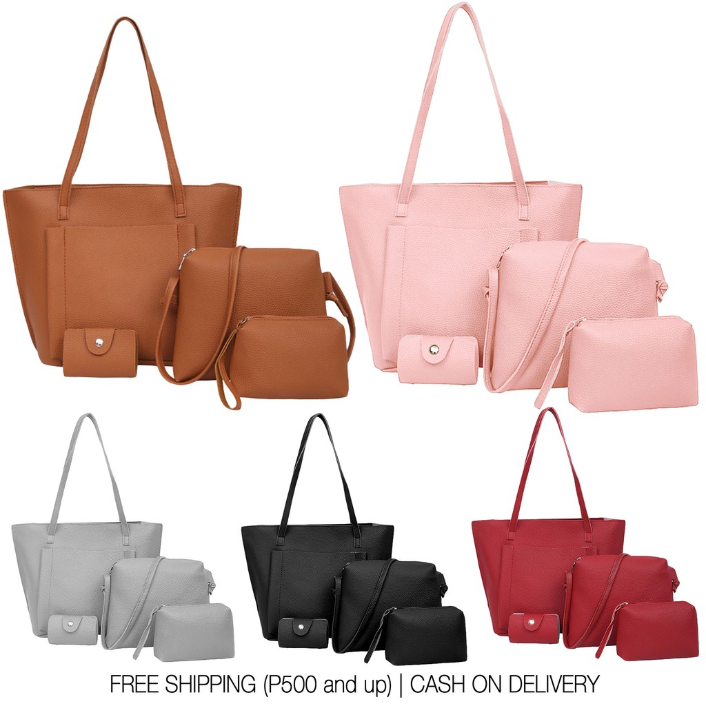 4 in 1 Bag Korean Bag Large Tote Bag Shoulder Bag Set Shopee Philippines