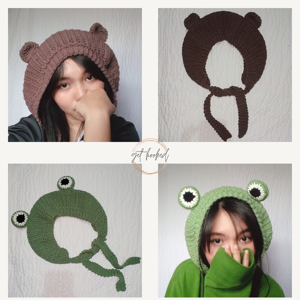 Crochet Earmuffs Handmade (Frog Earmuffs, Bear Earmuffs) Shopee