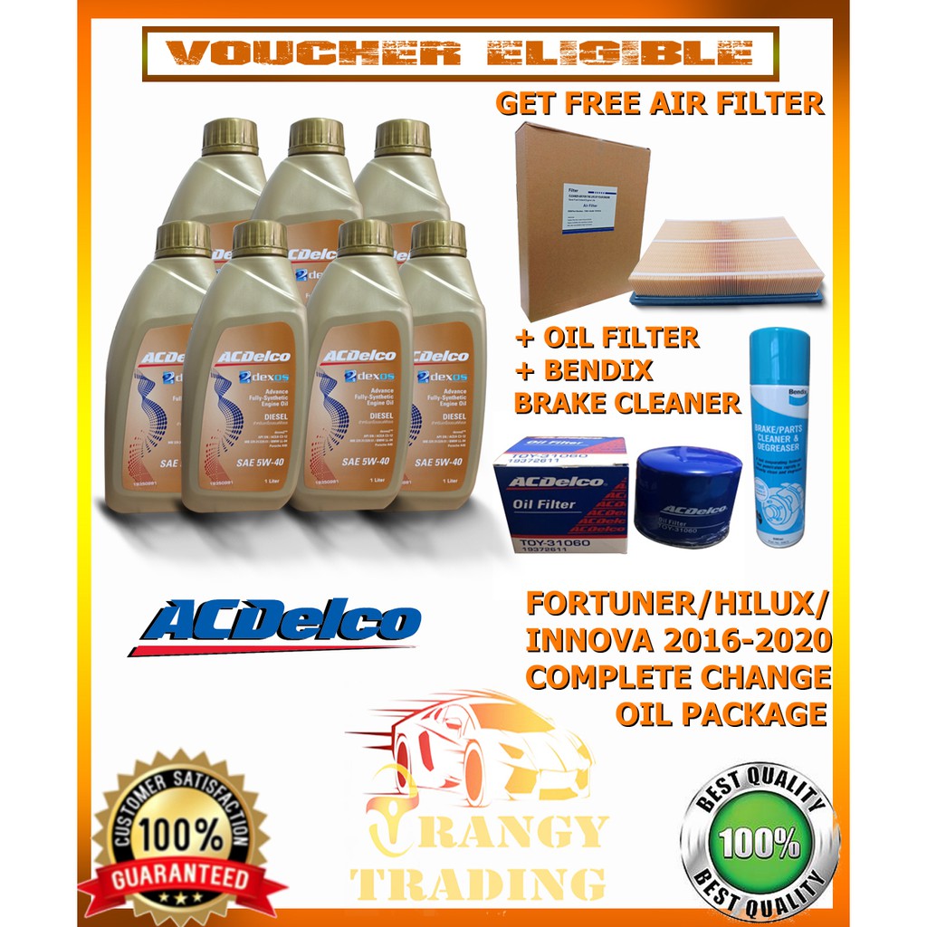 Fortuner / Hilux / Innova 20162020 Complete Change Oil Package 5W40