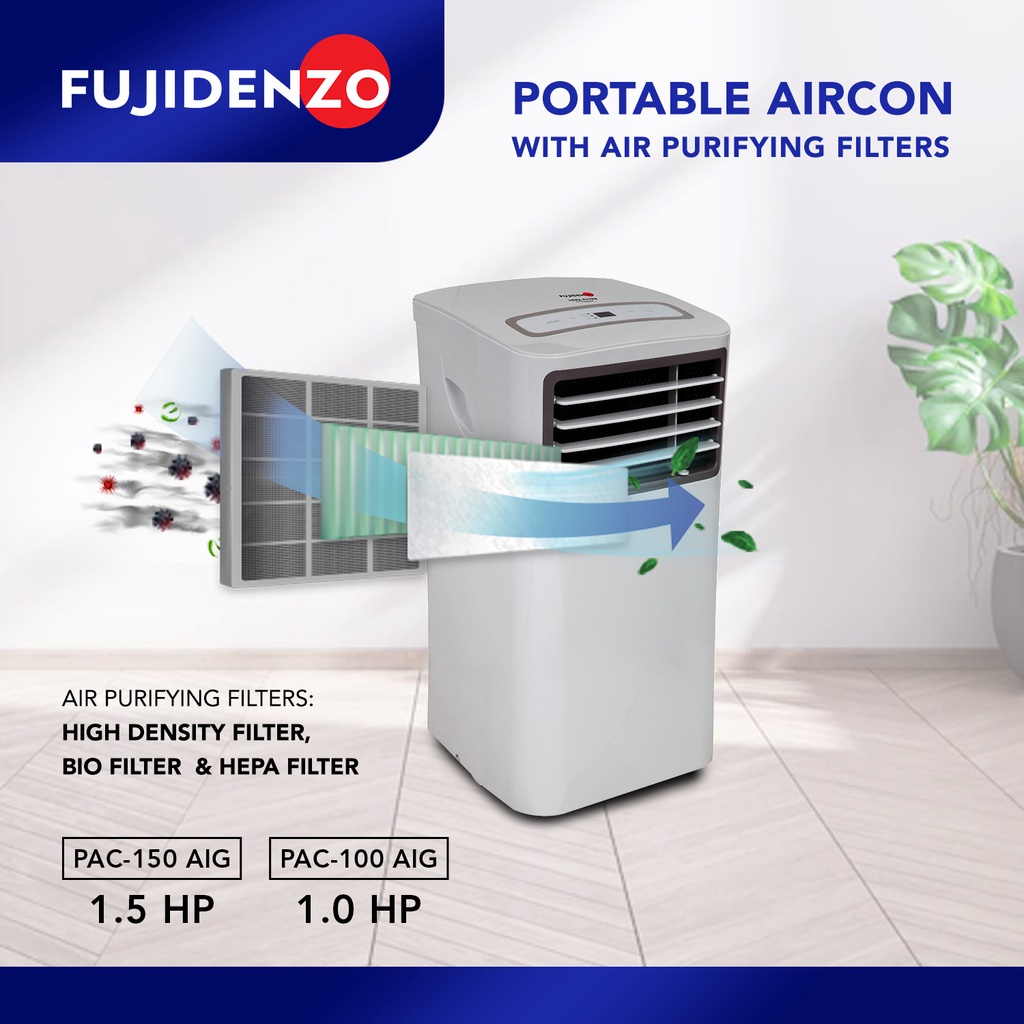 Fujidenzo Hp Inverter Grade Portable Aircon With Air Purifying Filters