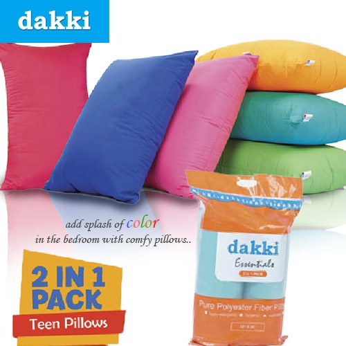 Dakki 2in1 Pack Solid Color Teen Pillows 18 by 26 inches Shopee