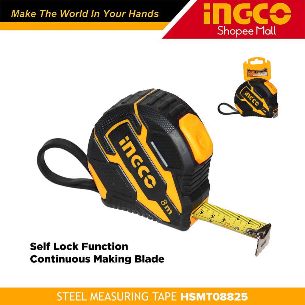 INGCO HSMT08825 8M Metric & Inch Self Lock Heavy Duty Steel Measuring