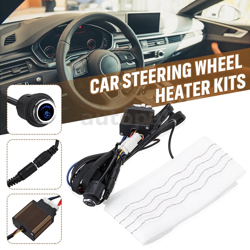 Winter Flocking Cloth Car Steering Wheel Heater Kits Auto Heat Pads