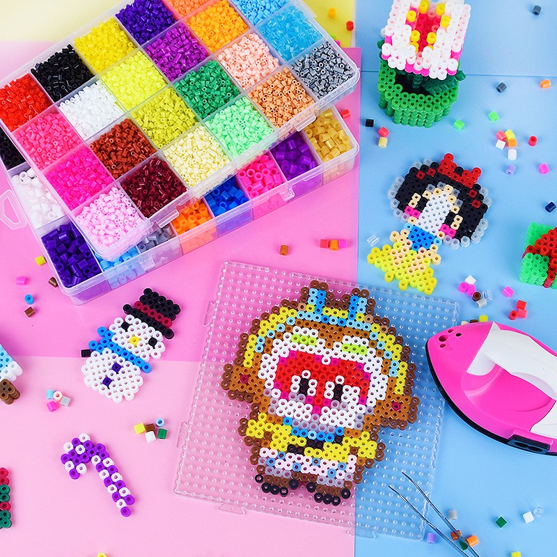 Ready Stock 13000pc 24Colors 2.6mm Hama Perler Beads Craft Pegboard
