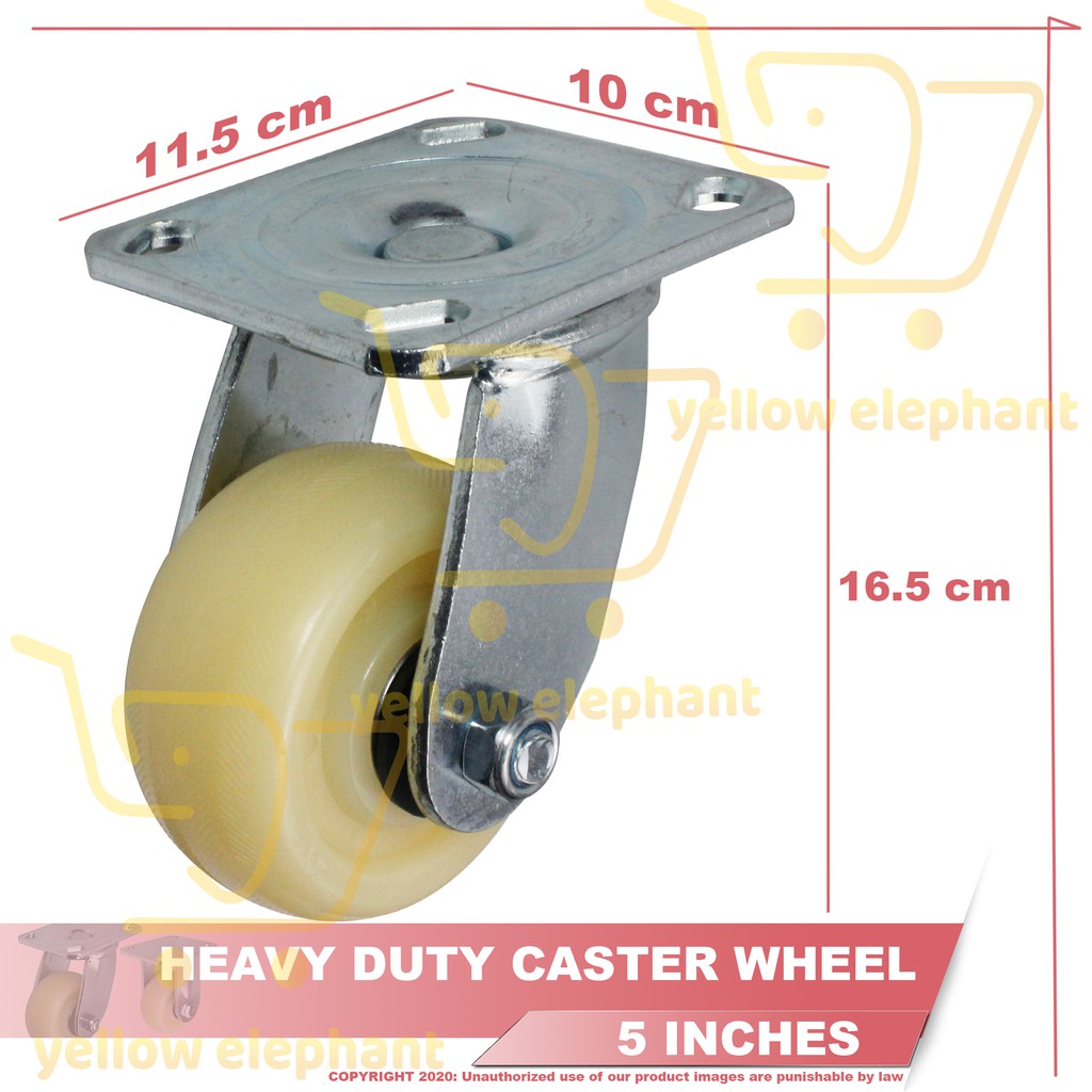 Heavy Duty Hard Nylon Caster Wheel Swivel Or Fixed 5 Inches 1Pc 350Kg